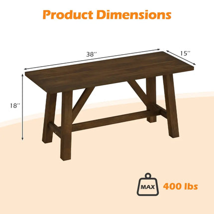 Wooden Entryway Bench Farmhouse Dining Bench with 400 LBS Weight Capacity-Brown - Brown - Shoe Racks & Storage Benches