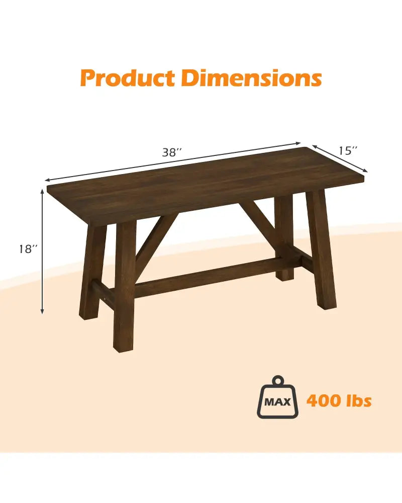 Wooden Entryway Bench Farmhouse Dining Bench with 400 LBS Weight Capacity-Brown - Brown - Shoe Racks & Storage Benches