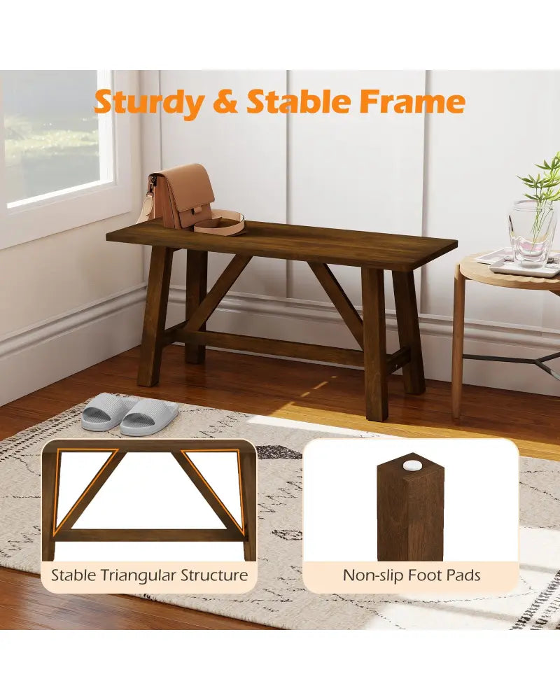 Wooden Entryway Bench Farmhouse Dining Bench with 400 LBS Weight Capacity-Brown - Brown - Shoe Racks & Storage Benches