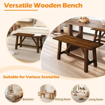 Wooden Entryway Bench Farmhouse Dining Bench with 400 LBS Weight Capacity-Brown - Brown - Shoe Racks & Storage Benches