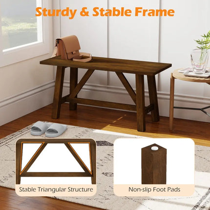 Wooden Entryway Bench Farmhouse Dining Bench with 400 LBS Weight Capacity-Brown - Brown - Shoe Racks & Storage Benches