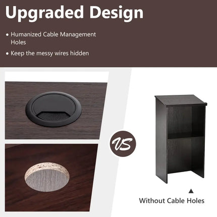 Wooden Floor Standing Podium Speaking Lectern - Brown - Laptop Tables & Printer Stands