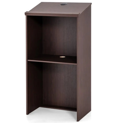 Wooden Floor Standing Podium Speaking Lectern - Brown - Laptop Tables & Printer Stands