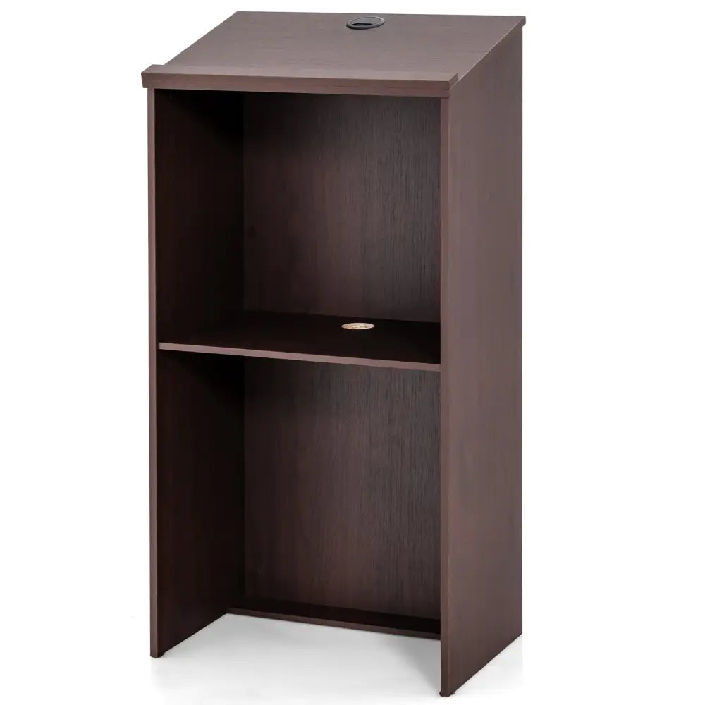 Wooden Floor Standing Podium Speaking Lectern - Brown - Laptop Tables & Printer Stands