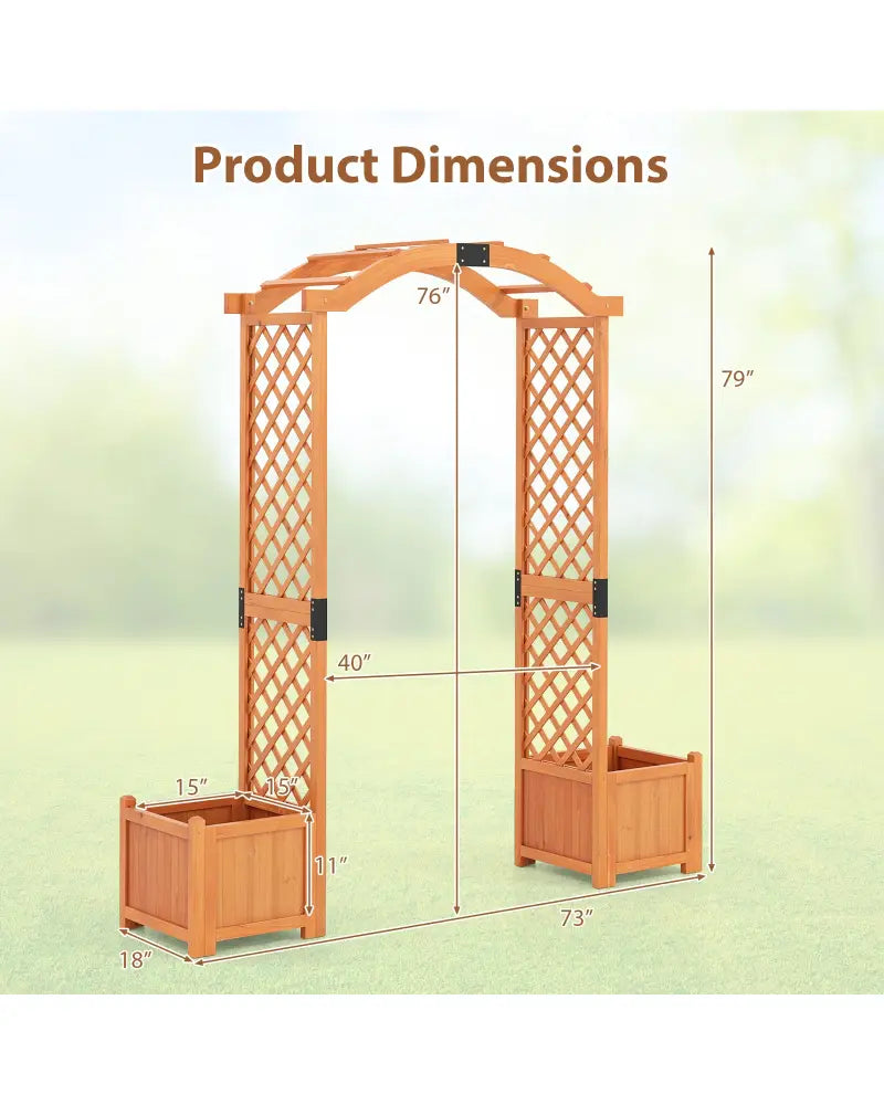 Wooden Garden Arbor with Planter and Trellis for Climbing Plants Decorations-Orange - Orange - Garden Arbors