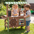 Wooden Grocery Store Playset for Kids with Large Wheels - Play Kitchen Sets