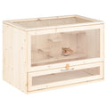 Wooden Hamster Cage with Mesh Flip Roof-Natural - Natural - Pets