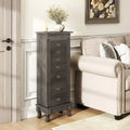 Wooden Jewelry Armoire Cabinet Storage Chest with Drawers and Swing Doors-Gray - Gray - Jewelry Armoires