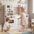 Wooden Kids Kitchen Playset with Realistic Lights and Sounds-White - White - Play Kitchen Sets