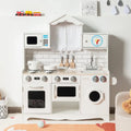 Wooden Kids Kitchen with Washing Machine - White - Play Kitchen Sets