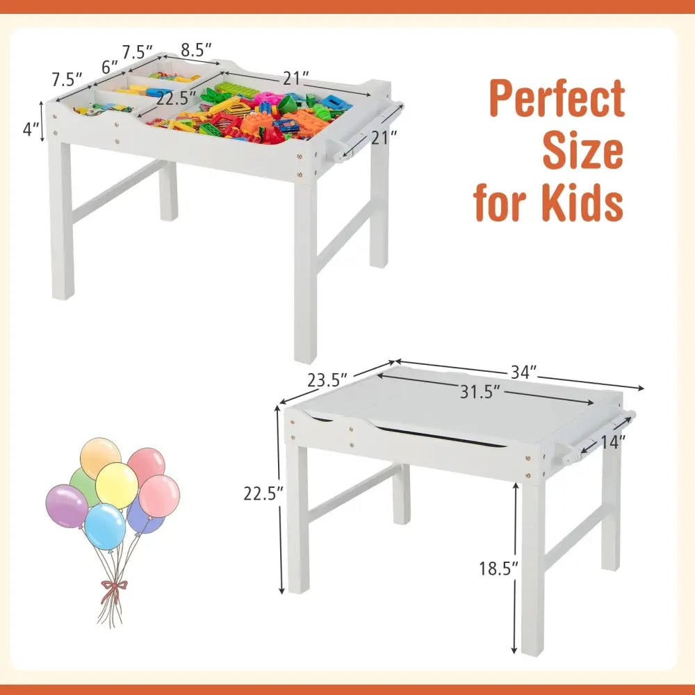 Wooden Kids Multi Activity Play Table with Storage Paper Roll-White - White - Kids Table & Chair Sets