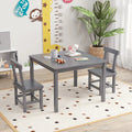 Wooden Kids Table and 2 Chairs Set with Anti-slip Foot Pads-Gray - Gray - Kids Table & Chair Sets