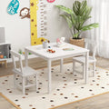 Wooden Kids Table and 2 Chairs Set with Anti-slip Foot Pads-White - White - Kids Table & Chair Sets