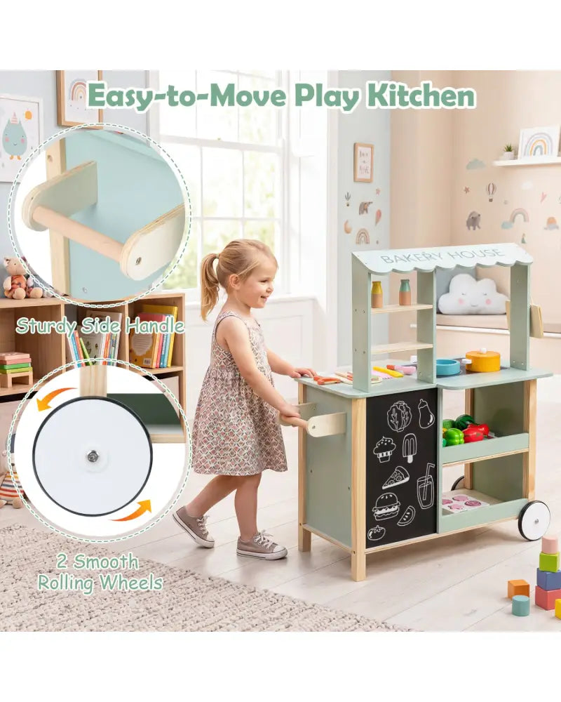 Wooden Kitchen Playset with Cookware Accessories for Kids - Play Kitchen Sets