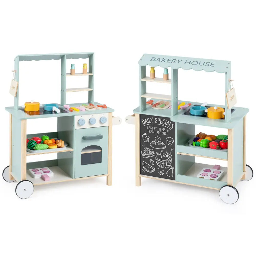 Wooden Kitchen Playset with Cookware Accessories for Kids - Play Kitchen Sets