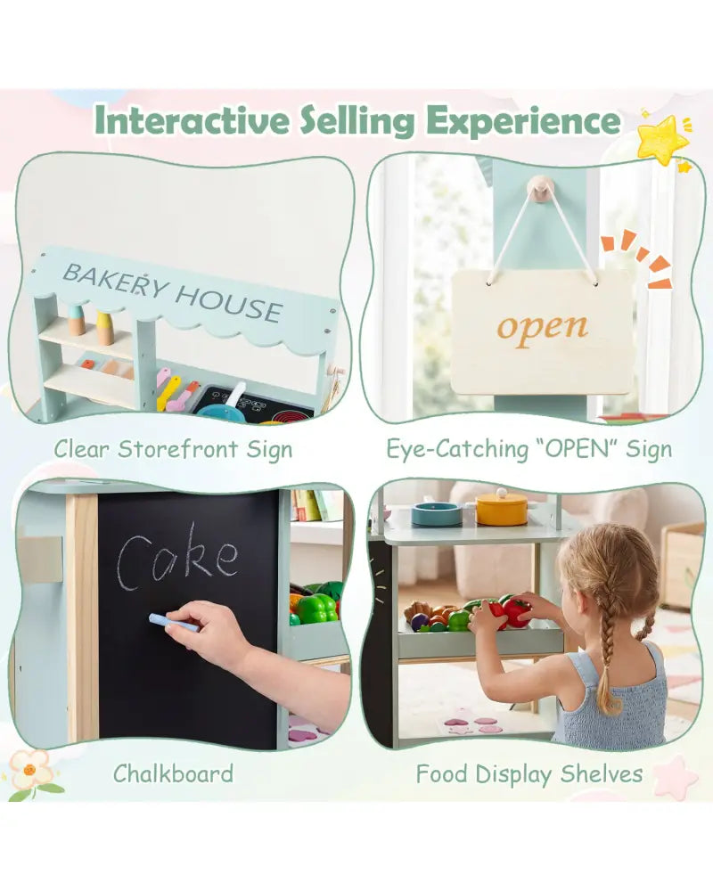 Wooden Kitchen Playset with Cookware Accessories for Kids - Play Kitchen Sets