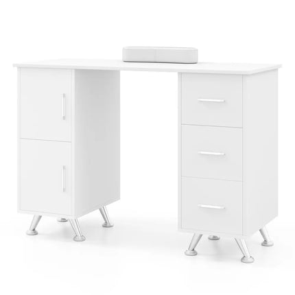 Wooden Manicure Table Nail Desk with Drawers Wrist Rest-White - White - Office Desks