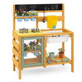 Wooden Mud Kitchen for Toddlers with Faucet and Water Tank-Yellow - Yellow - Play Kitchen Sets