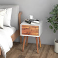 Wooden Nightstand Mid-Century End Side Table with 2 Storage Drawers-Brown - Brown - Nightstands