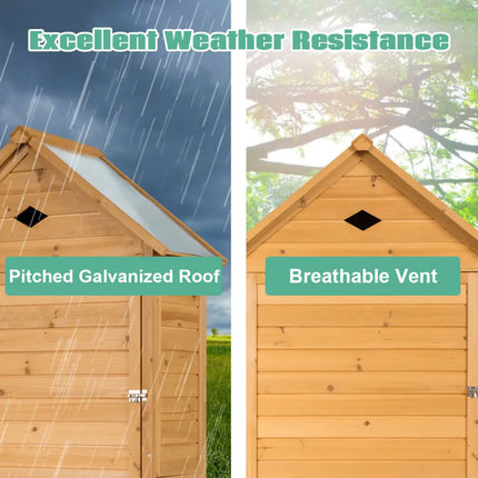 Wooden Outdoor Lockable Garden Tool Storage - Natural - Sheds & Outdoor Storage