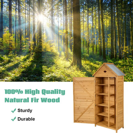 Wooden Outdoor Lockable Garden Tool Storage - Natural - Sheds & Outdoor Storage