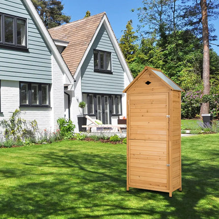 Wooden Outdoor Lockable Garden Tool Storage - Natural - Sheds & Outdoor Storage
