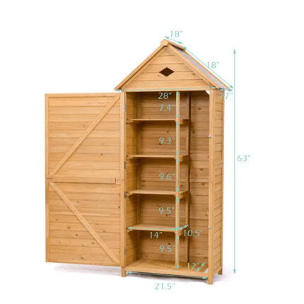 Wooden Outdoor Lockable Garden Tool Storage - Natural - Sheds & Outdoor Storage