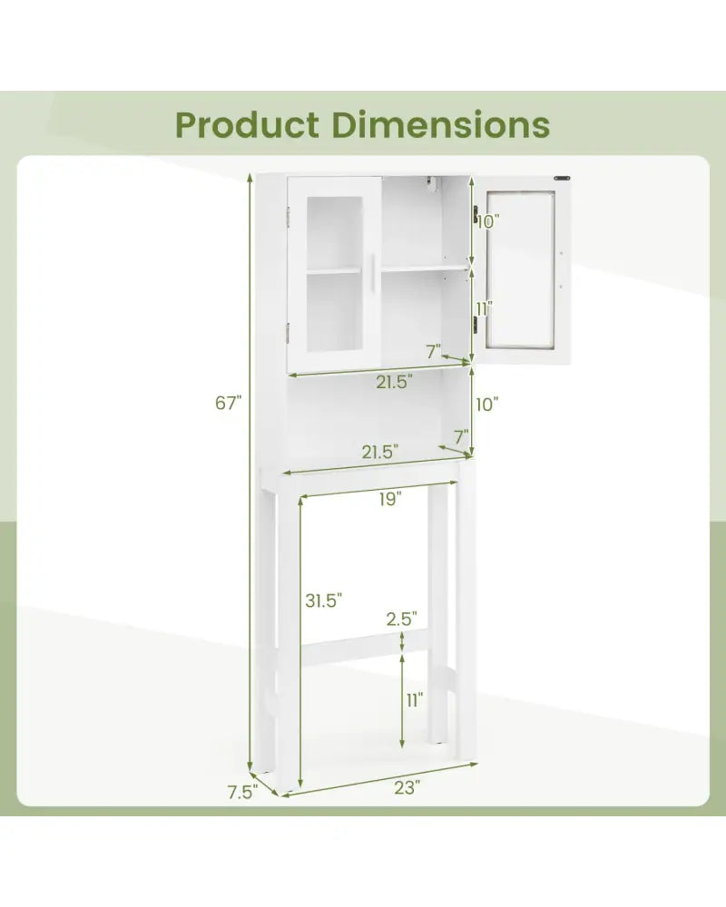Wooden over the toilet Storage Cabinet with Tower Rack - White - Over the Toilet Storage