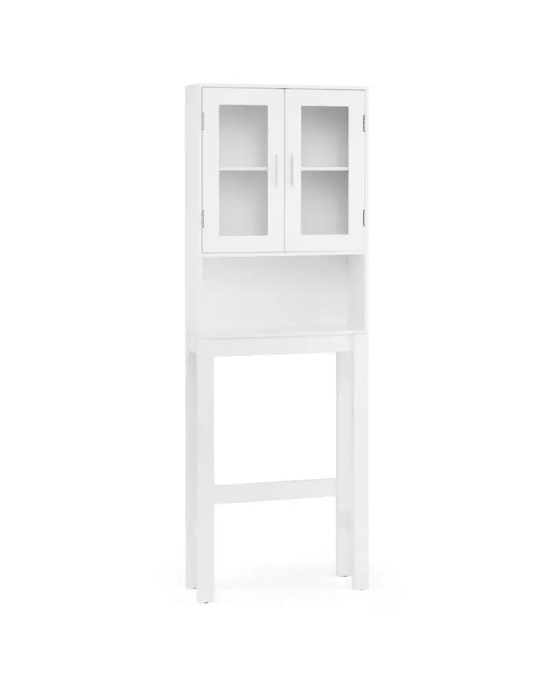Wooden over the toilet Storage Cabinet with Tower Rack - White - Over the Toilet Storage
