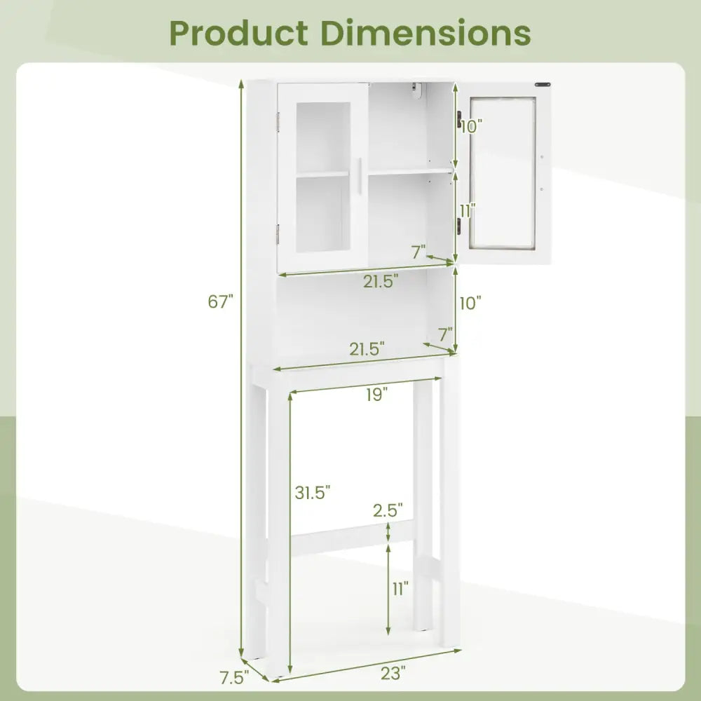 Wooden over the toilet Storage Cabinet with Tower Rack - White - Over the Toilet Storage