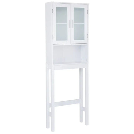 Wooden over the toilet Storage Cabinet with Tower Rack - White - Bathroom Etagere