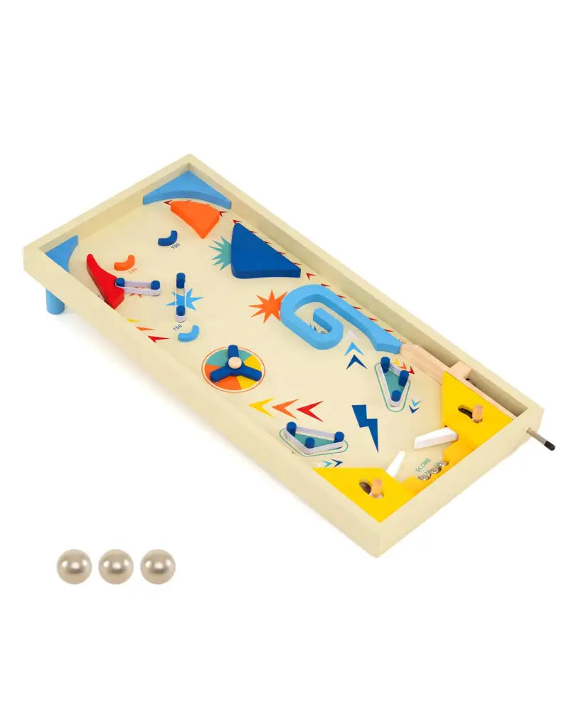 Wooden Pinball Machine with 3 Balls for Kids 8+ and Adults - Learning Toys