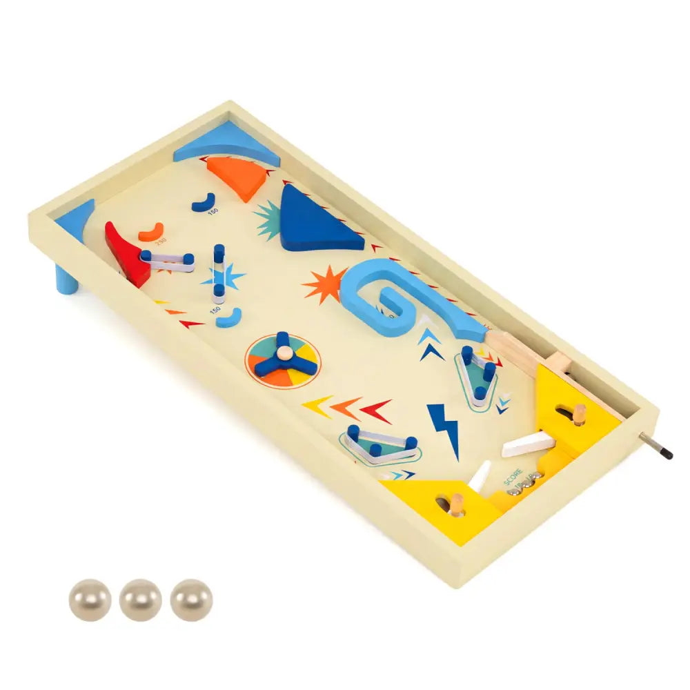 Wooden Pinball Machine with 3 Balls for Kids 8+ and Adults - Learning Toys