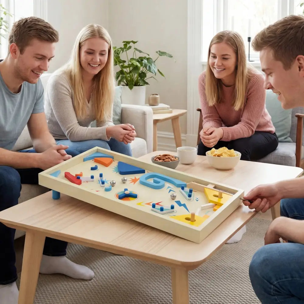 Wooden Pinball Machine with 3 Balls for Kids 8+ and Adults - Learning Toys