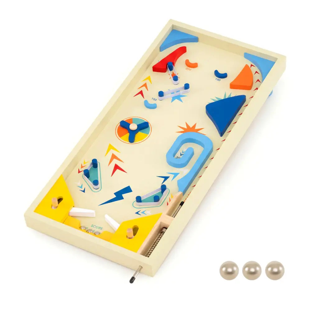 Wooden Pinball Machine with 3 Balls for Kids 8+ and Adults - Learning Toys