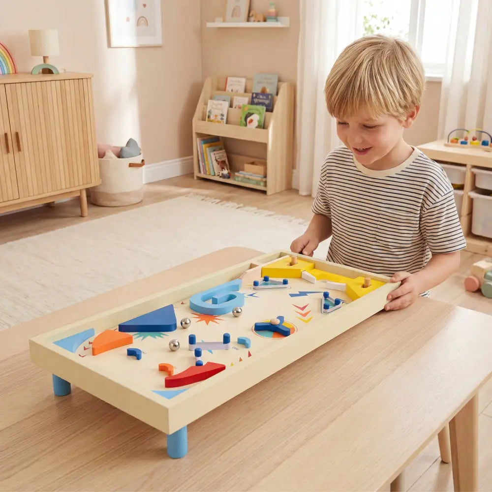 Wooden Pinball Machine with 3 Balls for Kids 8+ and Adults - Learning Toys