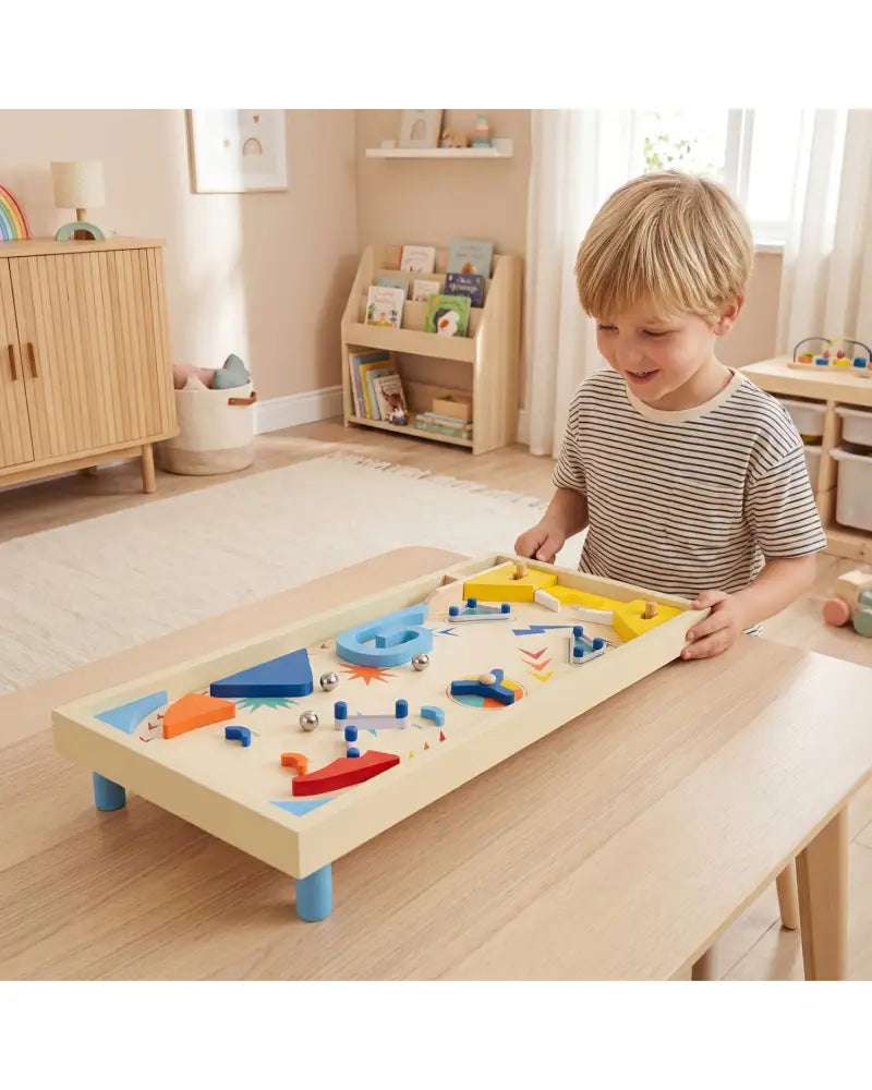 Wooden Pinball Machine with 3 Balls for Kids 8+ and Adults - Learning Toys