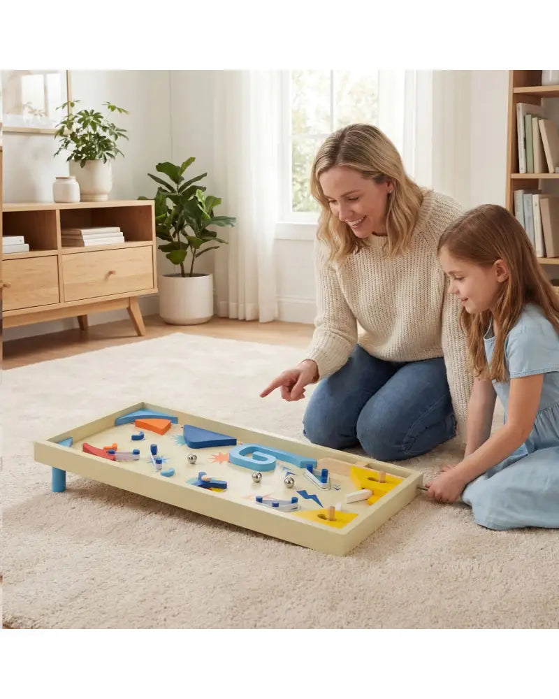 Wooden Pinball Machine with 3 Balls for Kids 8+ and Adults - Learning Toys
