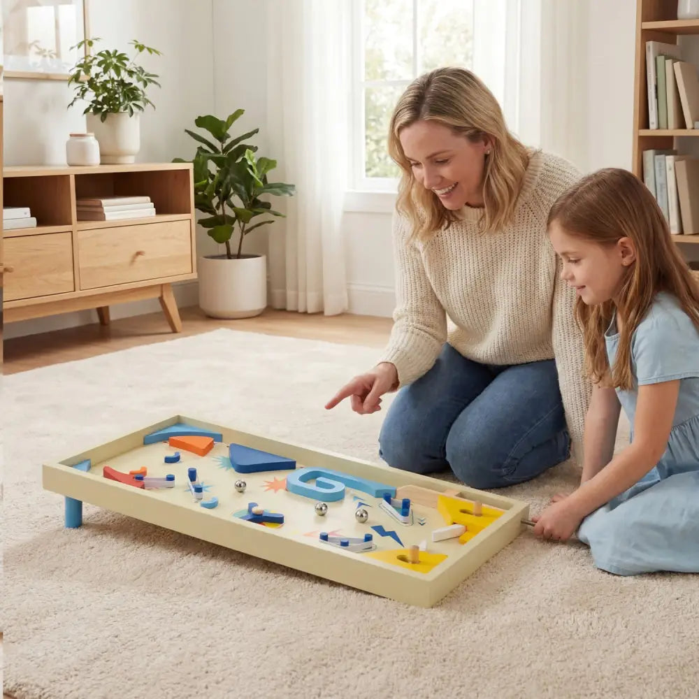 Wooden Pinball Machine with 3 Balls for Kids 8+ and Adults - Learning Toys
