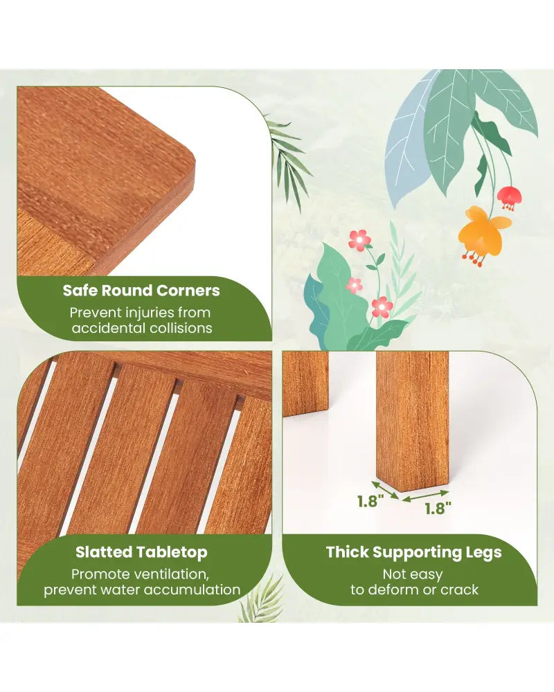 Wooden Plant Stand Outdoor Indoor Solid Wood Flower Pot Holder Display Shelf-M - Brown - Plant Stands
