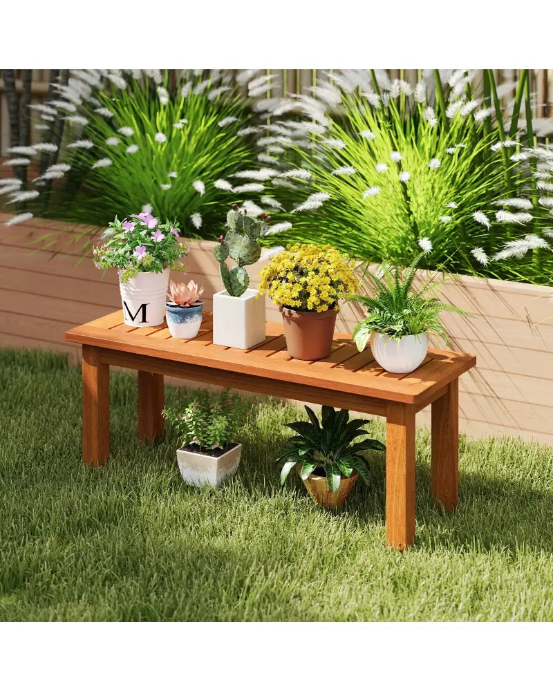 Wooden Plant Stand Outdoor Indoor Solid Wood Flower Pot Holder Display Shelf-S - Brown - Plant Stands
