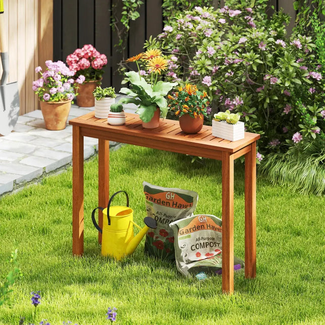 Wooden Plant Stand Outdoor Indoor Solid Wood Flower Pot Holder Display Shelf-M - Brown - Plant Stands