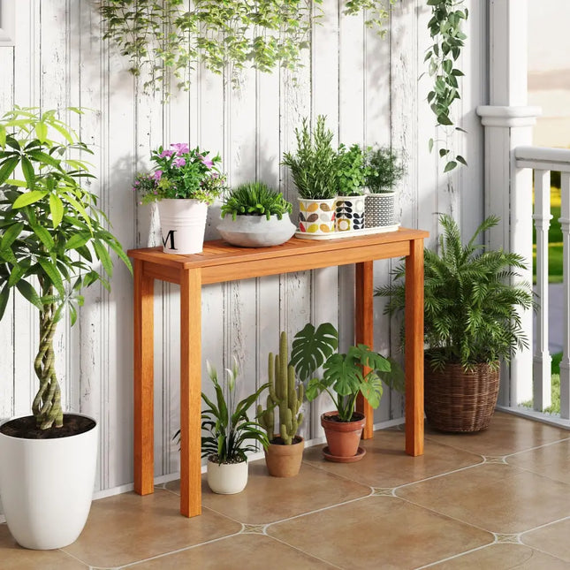 Wooden Plant Stand Outdoor Indoor Solid Wood Flower Pot Holder Display Shelf-M - Brown - Plant Stands