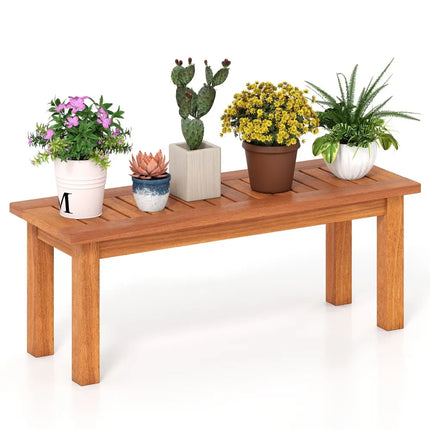Wooden Plant Stand Outdoor Indoor Solid Wood Flower Pot Holder Display Shelf-S - Brown - Plant Stands