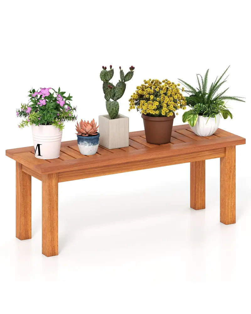 Wooden Plant Stand Outdoor Indoor Solid Wood Flower Pot Holder Display Shelf-S - Brown - Plant Stands