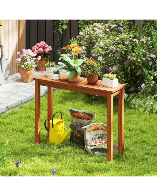 Wooden Plant Stand Outdoor Indoor Solid Wood Flower Pot Holder Display Shelf-M - Brown - Plant Stands