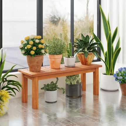 Wooden Plant Stand Outdoor Indoor Solid Wood Flower Pot Holder Display Shelf-S - Brown - Plant Stands