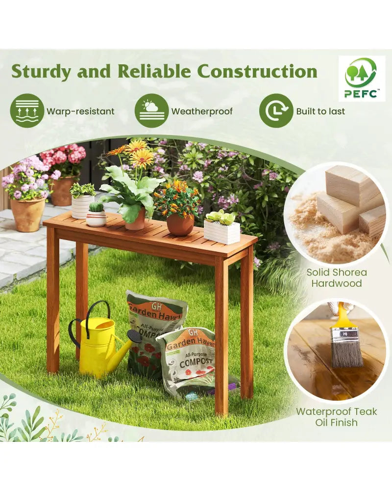 Wooden Plant Stand Outdoor Indoor Solid Wood Flower Pot Holder Display Shelf-M - Brown - Plant Stands