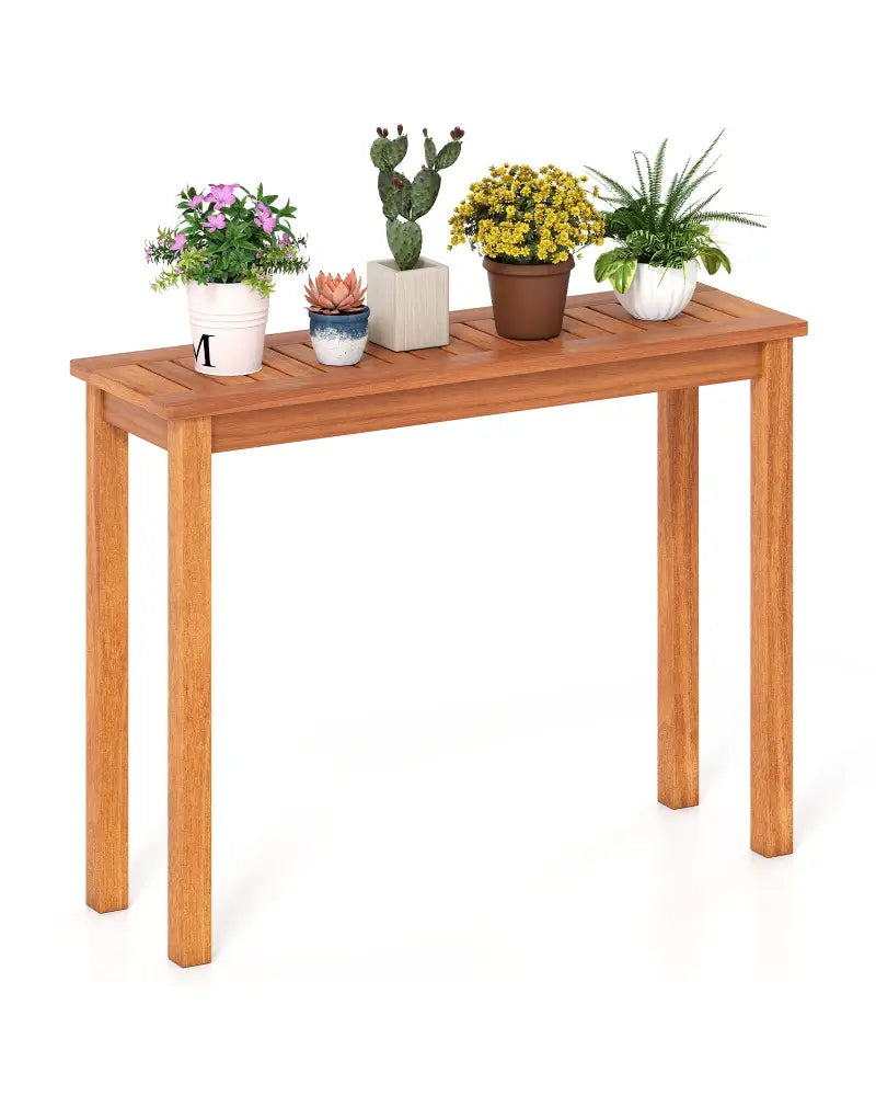 Wooden Plant Stand Outdoor Indoor Solid Wood Flower Pot Holder Display Shelf-M - Brown - Plant Stands