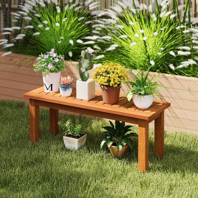 Wooden Plant Stand Outdoor Indoor Solid Wood Flower Pot Holder Display Shelf-S - Brown - Plant Stands
